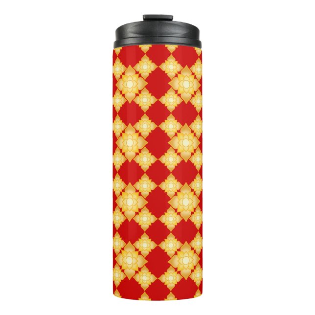 Elegant Gold Floral Thermosbecher (Vorderseite)