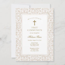 Elegant Gold Floral Traditional First Communion 