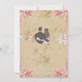 Elegant Gold Floral Wedding Invitation Card