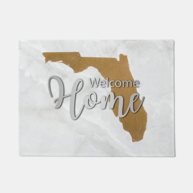 Elegant Gold Florida State Map Welcome Home Fußmatte (Vorderseite)