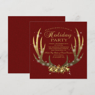 Elégant Gold Foil Antlers Fête Invitation