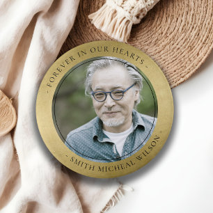 ELEGANT GOLD FOIL BEILEID MEMORIAL FOTO FLASCHE O BUTTON