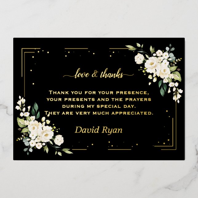 Elegant GOLD FOIL Bestätigung Danke Karte (Vorderseite)