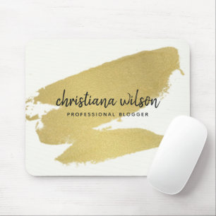 ELEGANT GOLD FOIL BLACK BRUSH STROKE CALLIGRAPHIE MOUSEPAD