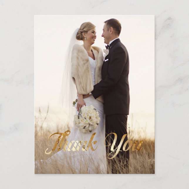 Elegant, Gold Foil, danke, kundenspezifisches Foto Postkarte (Vorderseite)