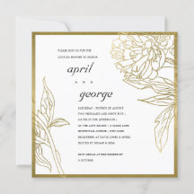 ÉLÉGANT GOLD FOIL FLORAL COUPLES DOUCHE INVITATION