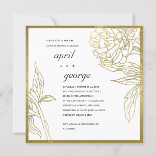 ÉLÉGANT GOLD FOIL FLORAL COUPLES DOUCHE INVITATION
