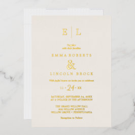 Elegant Gold Foil Ivory Monogram Wedding Folieneinladung