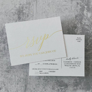 Elégant Gold Foil Menu Choice Carte Postale RSVP