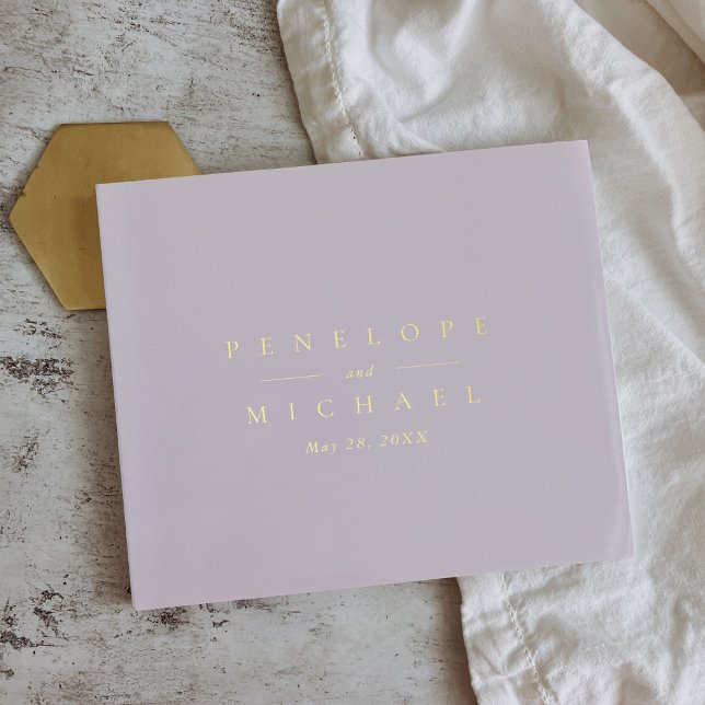 Elegant Gold Foil Monogram Lavender Wedding Gästebuch (Von Creator hochgeladen)