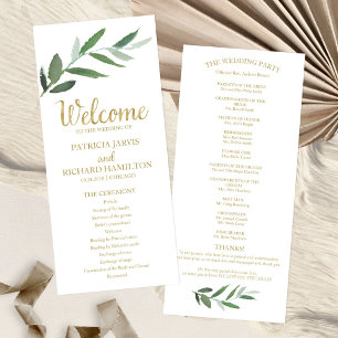 Élégant Gold Foil Verdure Programmes de mariage