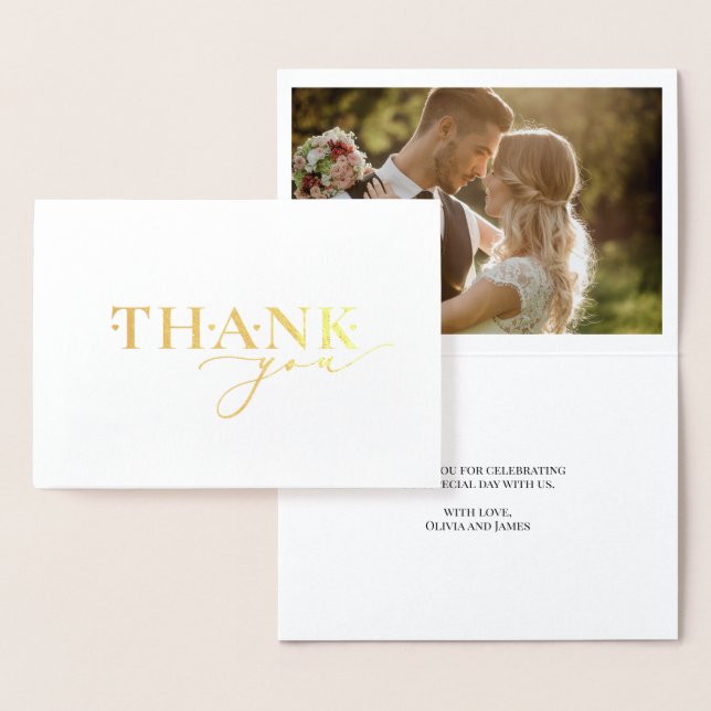 Elegant Gold Foil Vielen Dank Script Heart Wedding Folienkarte (Anzeige)