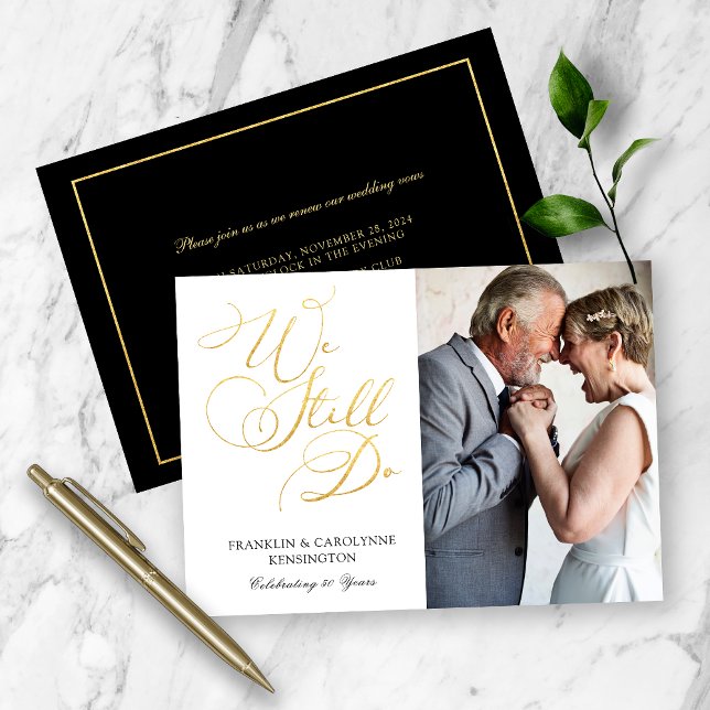 Elegant Gold Foil Wedding Anniversary Vow Renewal Einladung (Von Creator hochgeladen)