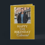 Elegant Gold Foto Boyfriend Birthday Karte<br><div class="desc">Ein individuelles Foto deines Freundes gepaart mit einer herzlichen Geburtstagsbotschaft, die ihn an seinem besonderen Tag feiert. Eine sinnvolle und personalisierte Art, ihn geliebt und geschätzt zu machen.</div>