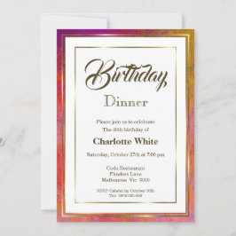 Elegant Gold Frame 40. Geburtstag Abendessen Einla Einladung