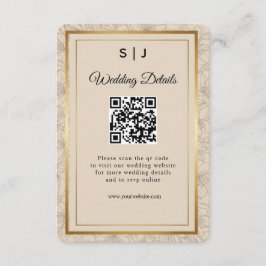 Elegant Gold Frame QR Code Wedding Details Begleitkarte