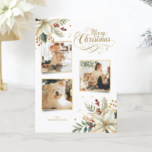 Elegant Gold Frohe Weihnachten Botanisches 3-Foto