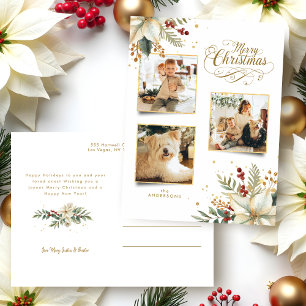 Elegant Gold Frohe Weihnachten Botanisches 3-Foto