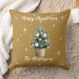 Elegant Gold Frohe Weihnachten mit Sternen Kissen