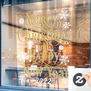 Elegant Gold Frohe Weihnachten und glückliches Ne Fensteraufkleber