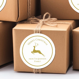 Elegant Gold Frohe Weihnachts Rentier Custom Gift Runder Aufkleber