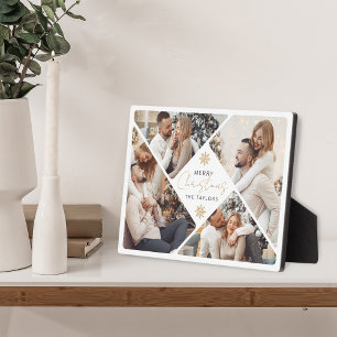 Elegant Gold Frohe Weihnachtsfoto Collage Plaque Fotoplatte