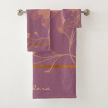 Elégant Gold Fuchsia Abstrait Floral Patern