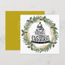 Elegant Gold Fund Script Red Holly Berry Weihnacht