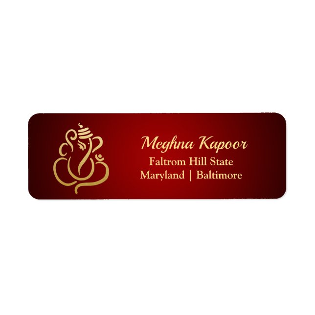 Elegant Gold Ganesh/Indischer Gott Rot (Vorne)