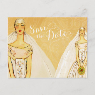 Elegant Gold Gay Lesbian Save the Date Ankündigungspostkarte
