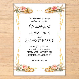 Elegant Gold Geometric Rustic Floral Wedding  Acryleinladungen