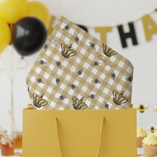 Elegant Gold Gingham Royal Queen Bee Pattern Seidenpapier