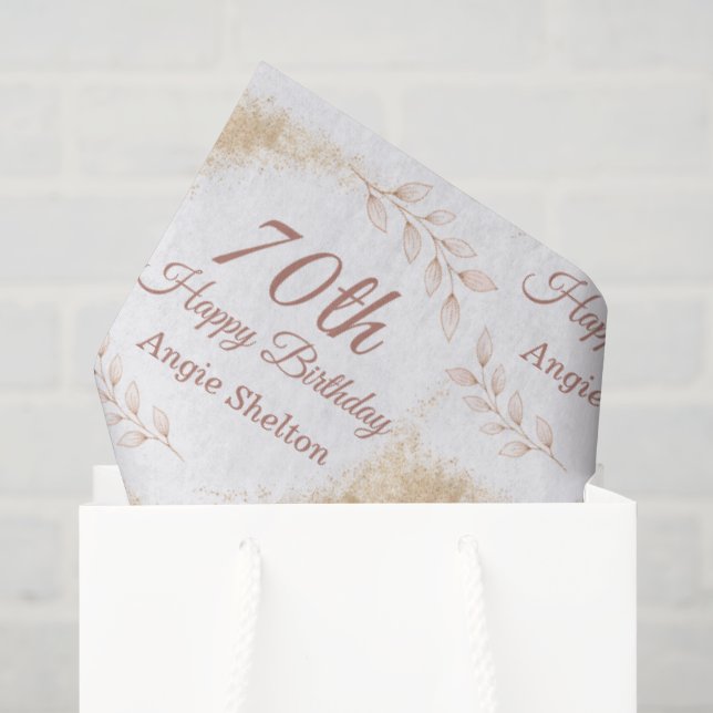 Elegant Gold Glitter 70th Birthday Seidenpapier (Geschenktüte)
