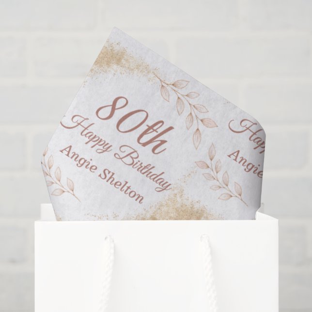 Elegant Gold Glitter 80th Birthday Seidenpapier (Geschenktüte)