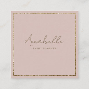 Elegant Gold Glitter & Dusty Rose Rahmen Minimal Quadratische Visitenkarte