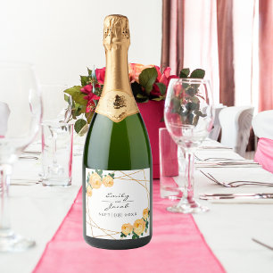 Elegant Gold Glitter Geo Orange Floral Wedding