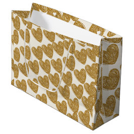 Elegant Gold Glitter Heart Wrapping Paper Große Geschenktüte