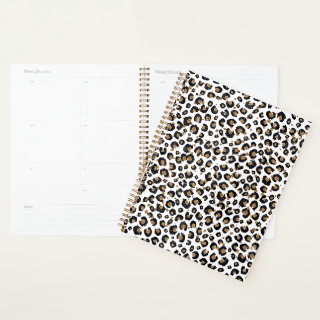 Elegant Gold Glitter Leopard Pattern Planer (Anzeige)