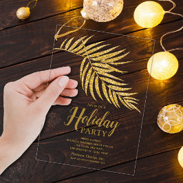 Elegant Gold Glitter Palm Holiday Christmas Acryleinladungen