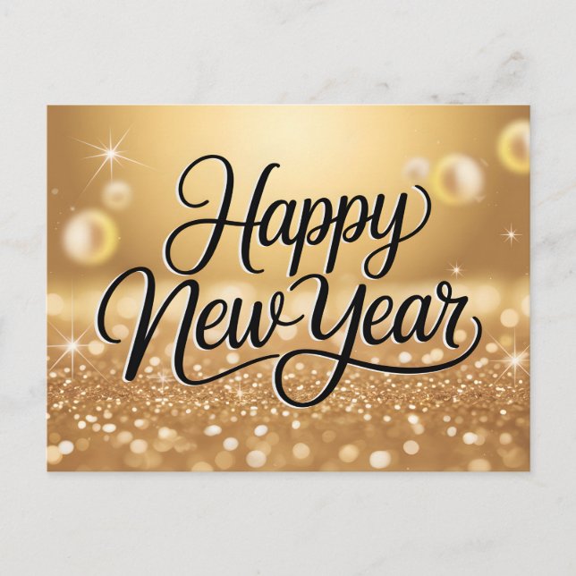 Elegant Gold Glitter Sparkle Happy New Year Postkarte (Vorderseite)