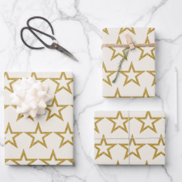 Elegant Gold Glitter Star Wrapping Paper Geschenkpapier Set