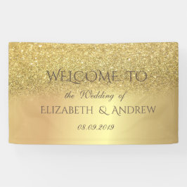 Elegant Gold Glitzer Bokeh Wedding Banner