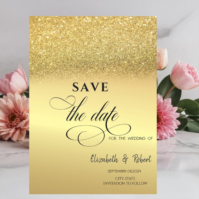Elegant Gold Glitzer Bokeh Wedding speichern das D Save The Date (Von Creator hochgeladen)
