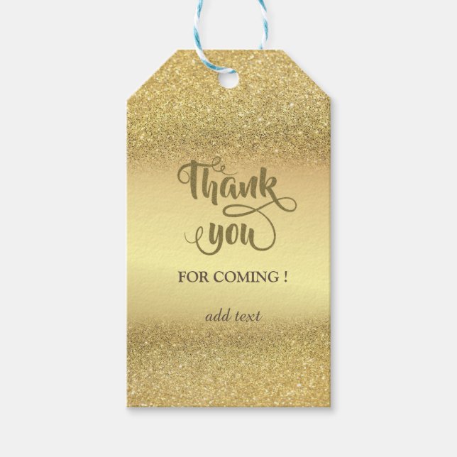 Elegant Gold Glitzer Bokeh Wedding Vielen Dank Geschenkanhänger (Vorderseite)