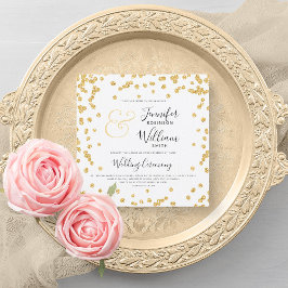 Elegant Gold Glitzer Confetti Script Wedding Einladung