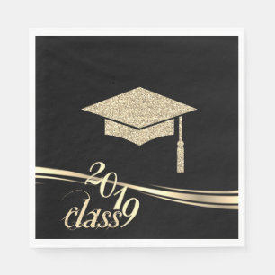 Elegant Gold Glitzer Graduation Cap, Klasse 2019 Serviette