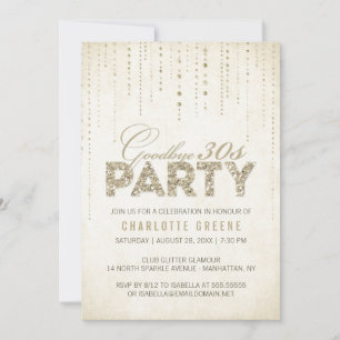 Elegant Gold Goodbye 30s 40th Birthday Party Einladung