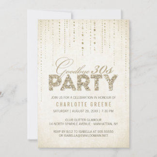 Elegant Gold Goodbye 30s 40th Birthday Party Einladung