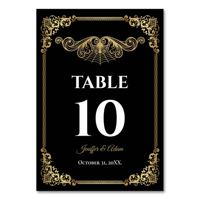 Elegant gold Gothic Wedding Table number Tischnummer (Vorderseite)