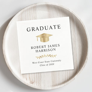 Elegant Gold Grad Graduation Party Serviette
